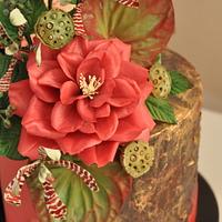 Flower cake with rose and Lotus