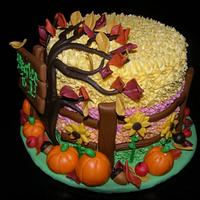 "Fall/Autumn" Themed Cake for 1st Birthday