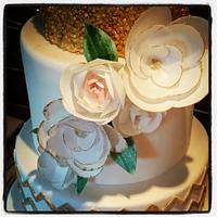 Wedding cake...first time wafer flowers