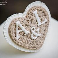Crochet and Button Wedding Cake