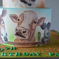 Hand painted cake for a farmer