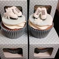 Ice skate cupcakes