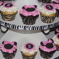 Minnie Mouse Zebra Print Cupcake Tower