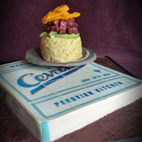 ceviche cookbook and food cake