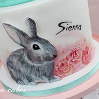 Hand painted bunny cake