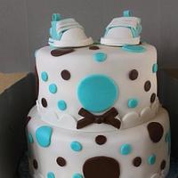 Polka Dot baby shower cake with Baby converse shoes