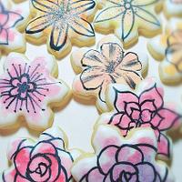 Watercolor Flower Cookies 