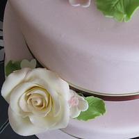 Wedding Cake With Sugar Flowers and Roses