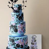 Lavender Black Lace Cake