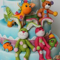 Baptism cake with toys
