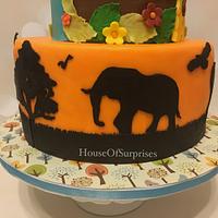 Safari theme first birthday cake 