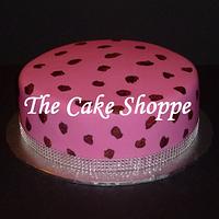 Leopard print cake with bling ribbon
