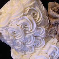 Rosettes & Burlap Wedding Cake