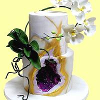 Geode cake with orchids