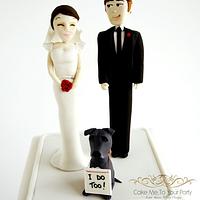 White Wedding Cake (with Bride, Groom and Dog Cake Topper)