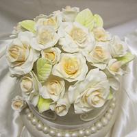 Light Peach Rose Wedding Cake