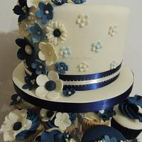 Ivory & Blue Wedding Cake