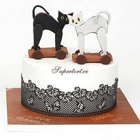 Black and white vintage cake