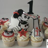 vintage mickey mouse 1st b'day cake