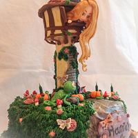 Tangled tower cake