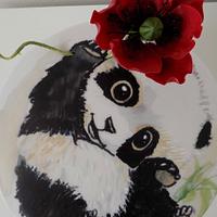 Panda with poppy