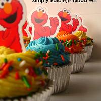Elmo Theme Cake and Cupcakes