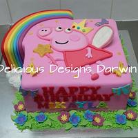 rainbow peppa pig cake 