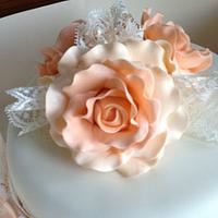 Peach lace and roses