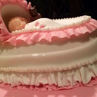 Christening cake with crib