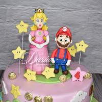 SuperMario bros and princess Peach cake