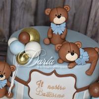 Teddy bears baptism cake