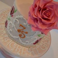Painted rose birthday cake