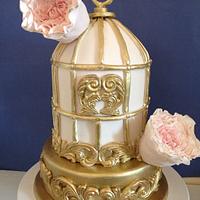 Birdcage cake with David Austin roses