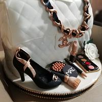 White Chanel purse cake