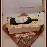 Wine in crate birthday cake