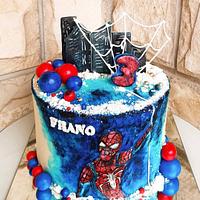 Handpainted cake 💙 Spiderman💙