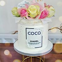 Stylish design cake with fresh roses 