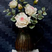 Roses with Eucalyptus twigs