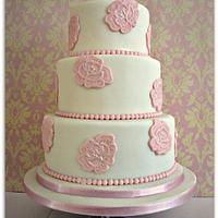 Damask rose wedding cake
