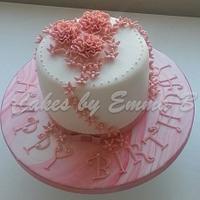 Vintage Pastel Pink Ruffle Rose Birthday Cake
