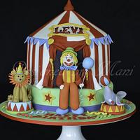"circus"themed 1st Birthday cake