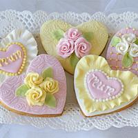 Pink and yellow biscuits