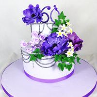 Cake with purple flowers