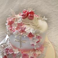 pretty pink christening cake x