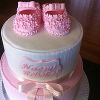 Pink baptism cake