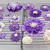 Purple Ruffle Flower Wedding Cake