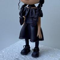 PDF tutorial, halloween   Wednesday Addams inspired , topper, fondant girl