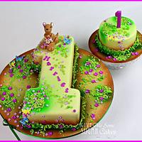 Kangaroo 1st Birthday cake + matching smash cake