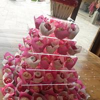 Cupcake tower for fushia colour theme wedding