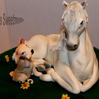 Tarta amistad entre un Caballo y un perro, cake friendship between a horse and a dog